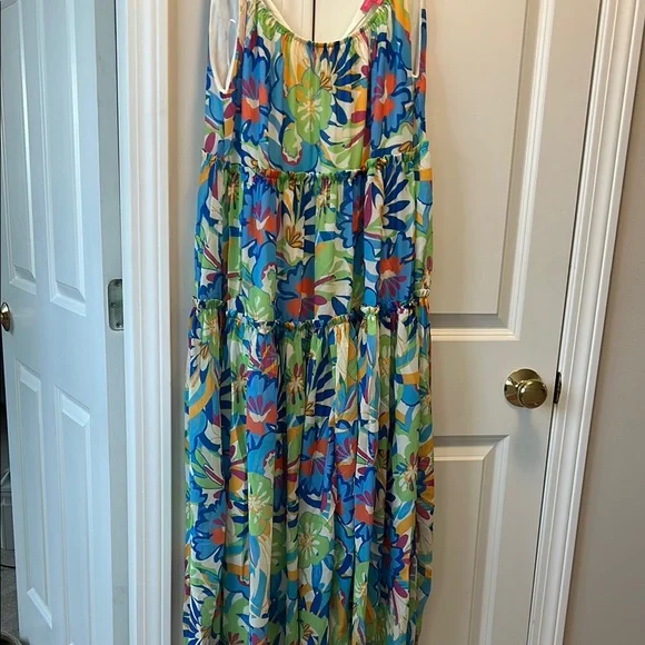 Flying Tomato Floral Maxi Dress - Blue, Green, Orange - Picture 3 of 12